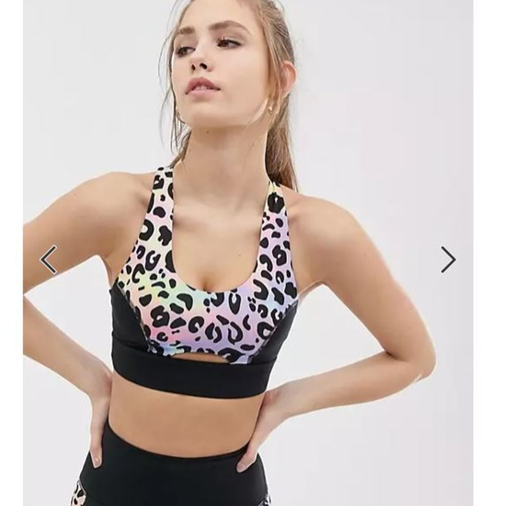 Wolf & Whistle Sports Bra and Leggings Rainbow Leopard Print - Picture 6 of 7